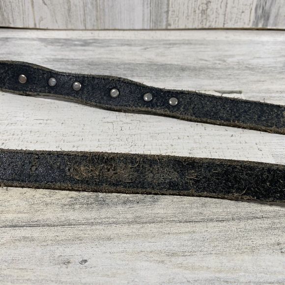 Don Cuco's Boots Black Leather Belt Rodeo Belt Silver Metal Emblems Accents - Picture 5 of 9